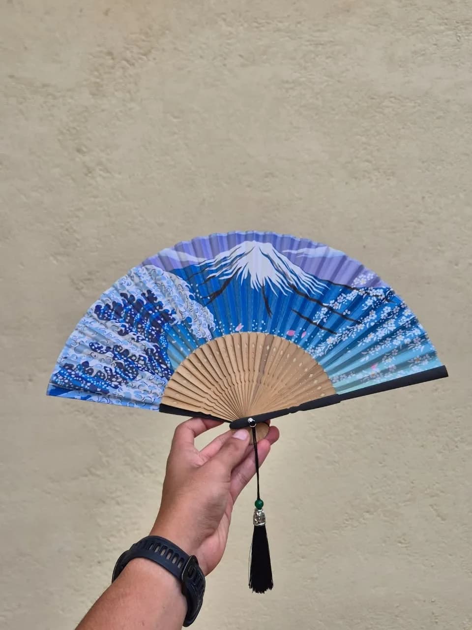 Abanico Tradicional Japonés (Sensu) - Monte Fuji y La Gran Ola