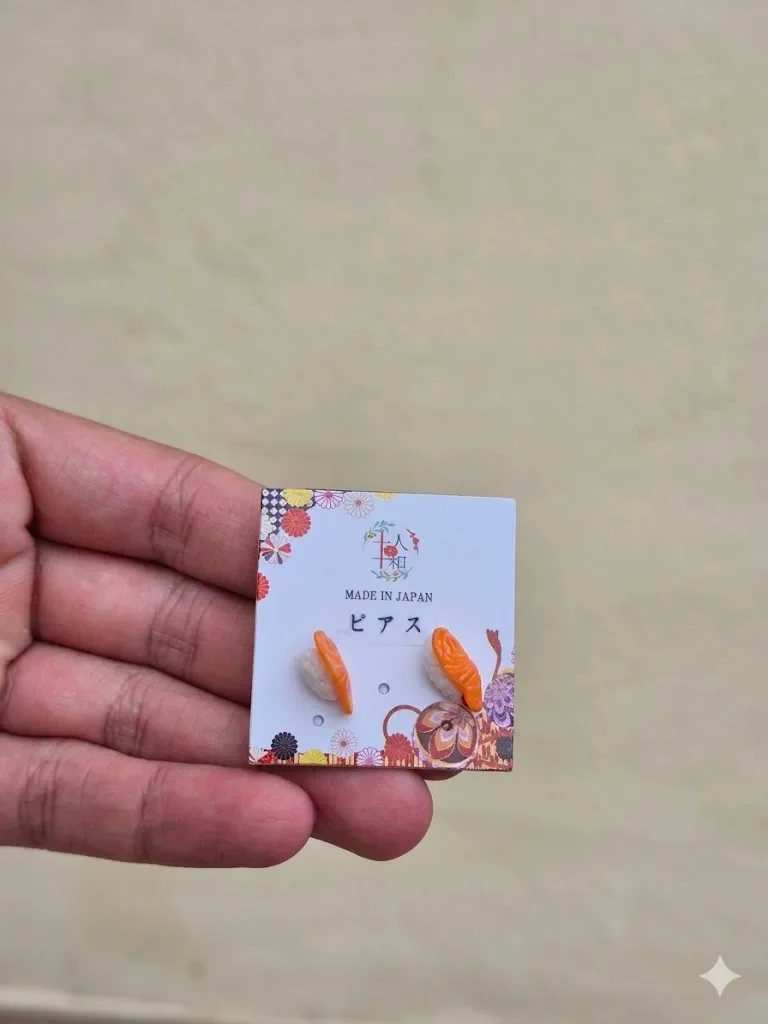 Aretes de Sushi Nigiri de Salmón - Hechos en Japón