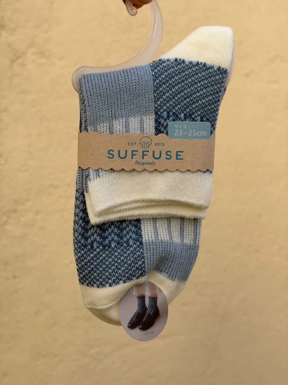 Suffuse Originals · Block Pattern Crew Socks (Blue Mix)
