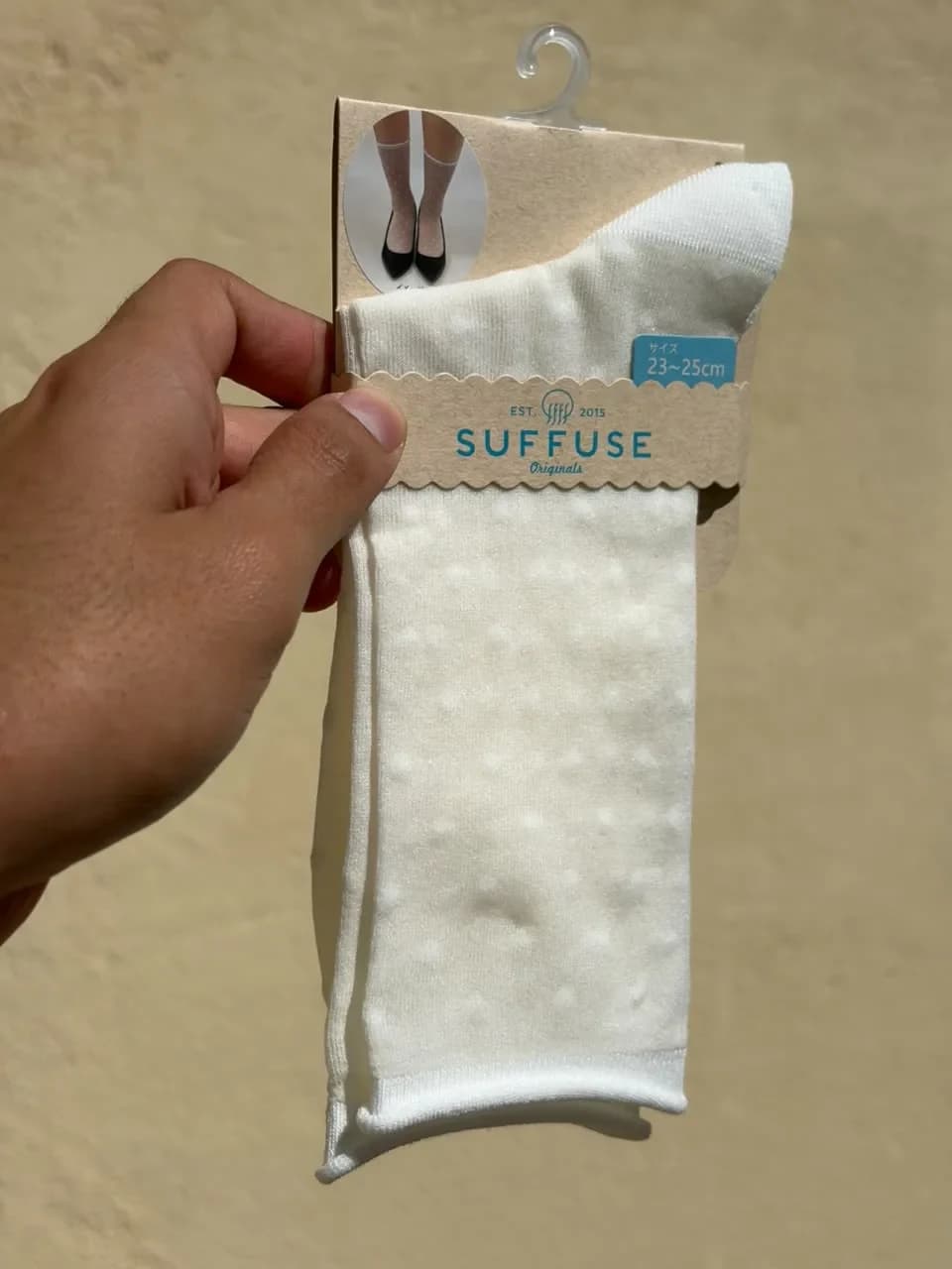 Suffuse Originals · Embossed Dot Crew Socks (Off-White)
