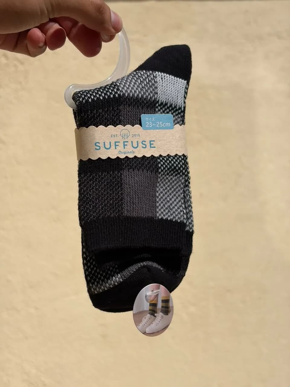 Suffuse Originals · Monochrome Plaid Crew Socks (Black Mix)